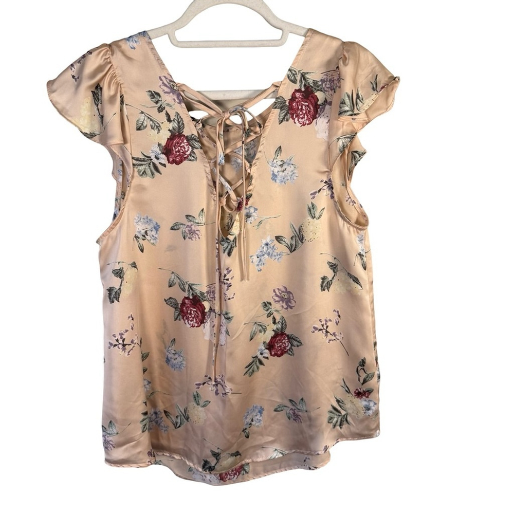 Jella C. Pastel Pink Cream Floral Blouse Size M Cottagecore Romantic Feminine - Picture 2 of 10